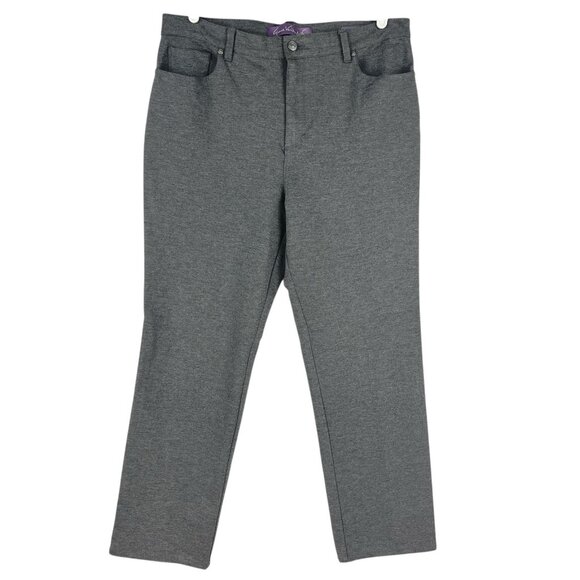 Gloria Vanderbilt Women's Amanda Grey Ponte Pants Size 16P Straight Mid Rise - Picture 1 of 12